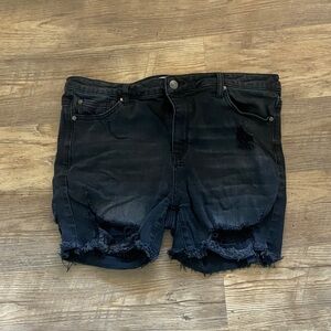 Women’s Black Distressed Denim Cutoff Shorts